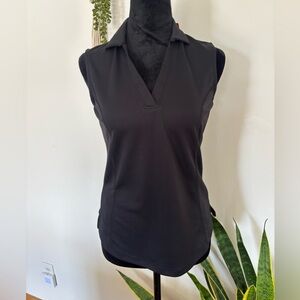 PGA Tour Black Sleeveless Polo V-Neck Tank